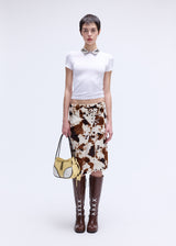 Cow Leather Midi Skirt
