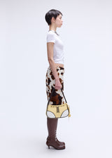 Cow Leather Midi Skirt