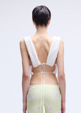 White Faux-Fur corset bra