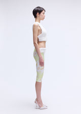 Yellow Flower Midi Fur Belt Tights