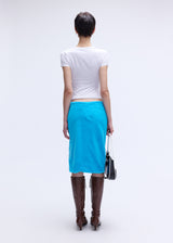 Blue Faux-Fur Midi Skirt