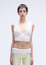 White Faux-Fur corset bra
