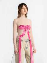 Porcelean Nude Dissolved Pink Bow Top