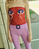 RED SPIRAL PURPLE FLORAL DESIGN TOP