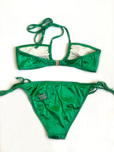 Green Satin Bikini Set