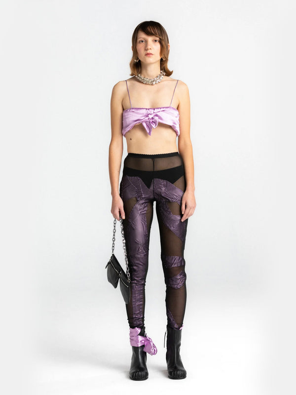 Black Nude Dissolved Lilac Bow Tights