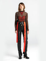 Brown Dissolved Red Bow Top