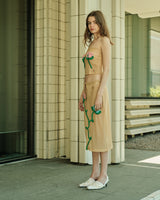 NUDE FLORAL DESIGN MIDI SKIRT