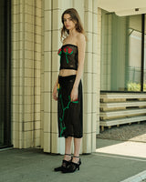 BLACK FLORAL DESIGN MIDI SKIRT