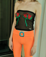 BLACK SPIRAL RED FLORAL DESIGN TOP