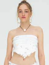 WHITE SEQUIN BANDANA TOP
