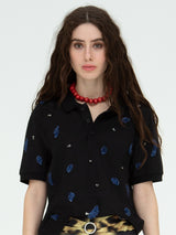 BLACK EMBROIDERY POLO SHIRT
