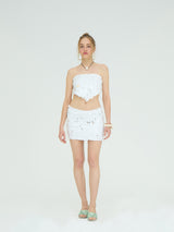 WHITE SEQUIN BANDANA TOP