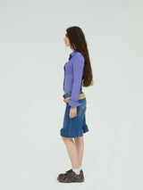 LEATHER BELT BLUE CAPRI FLARED JEANS