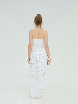 WHITE SEQUIN MAXI DRESS