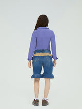 LEATHER BELT BLUE CAPRI FLARED JEANS