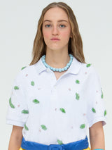 WHITE EMBROIDERY POLO SHIRT