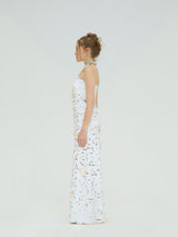 WHITE SEQUIN MAXI DRESS