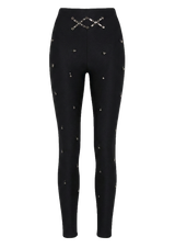 Black Argyle Embroidery Tights