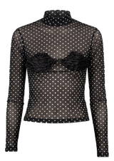 Black Polka-dot Spiral Design Top