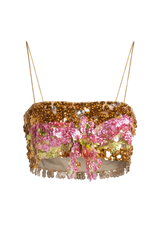 Gold & Pink Bow Sequin Bra