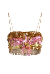 Gold & Pink Bow Sequin Bra