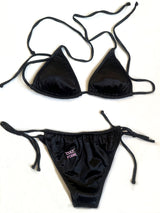 Black Triangle Satin Bikini Set