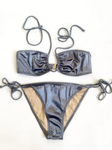 Indigo Satin Bikini Set