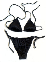 Black Triangle Satin Bikini Set