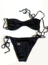Black Satin Bikini Set