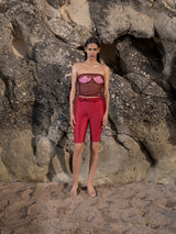 Burgundy Pearlwork Tights