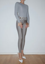 Gray Crystal Belt Maxi Tights