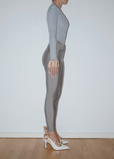 Gray Crystal Belt Maxi Tights