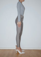 Gray Crystal Belt Maxi Tights