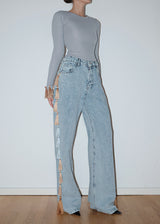 Light Blue Fringe Jeans