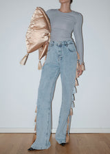 Light Blue Fringe Jeans