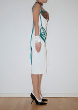 Exclusive White-Brown Satin Dress