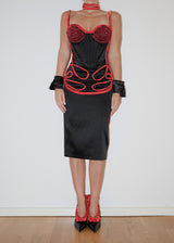 Exclusive Black-Red Satin Dress