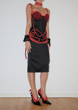 Exclusive Black-Red Satin Dress