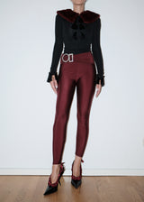 Burgundy Crystal Belt Maxi Tights