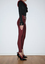 Burgundy Crystal Belt Maxi Tights