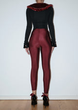 Burgundy Crystal Belt Maxi Tights