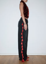 Burgundy Monno Fur Top