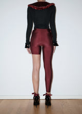 Burgundy Fur One Leg Tights