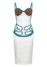 Exclusive White-Brown Satin Dress