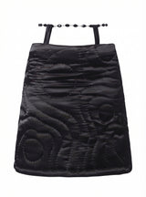 Cropped Belt Black Yorgan Midi Skirt