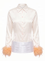 Satin Cummerbund Cream-White Shirt