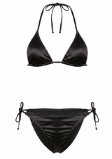 Black Triangle Satin Bikini Set