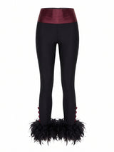 Cult Black-Burgundy Cummerbund Feather Tights