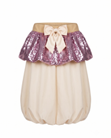 Pink sequin double midi ballon skirt